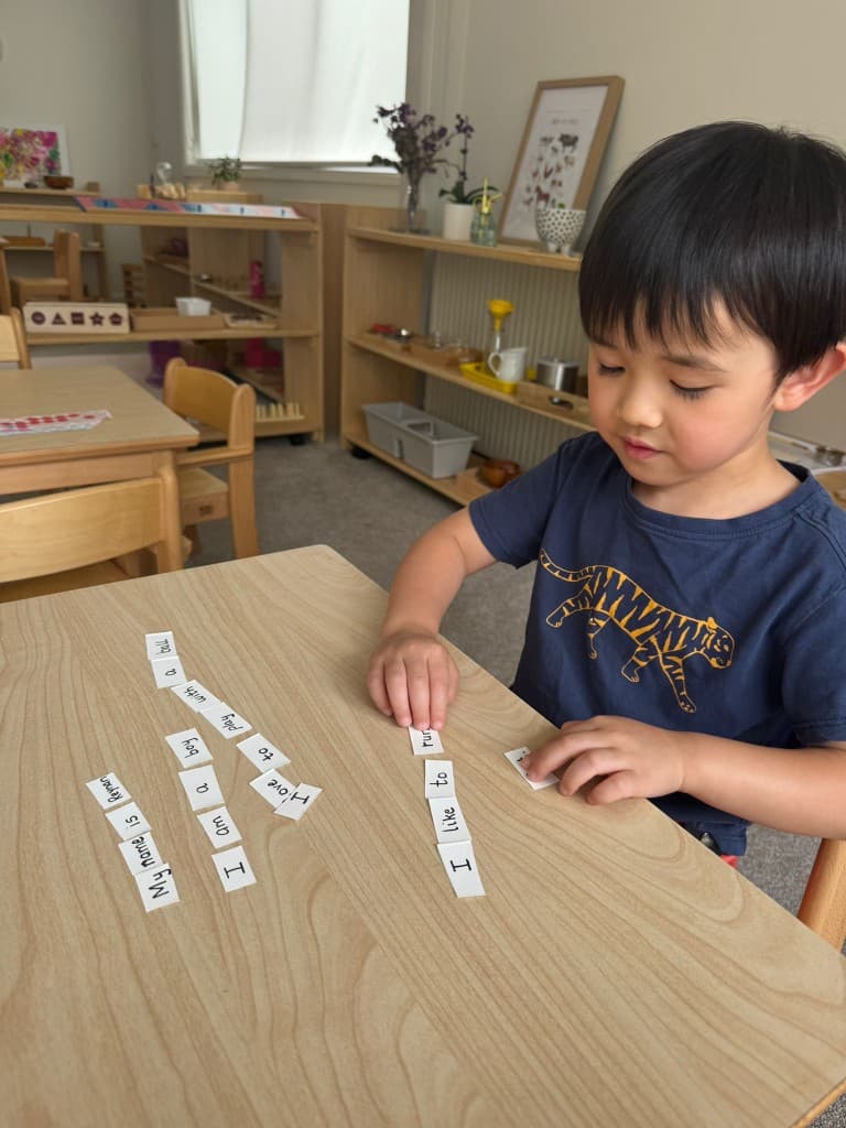 Sentence building with word cards