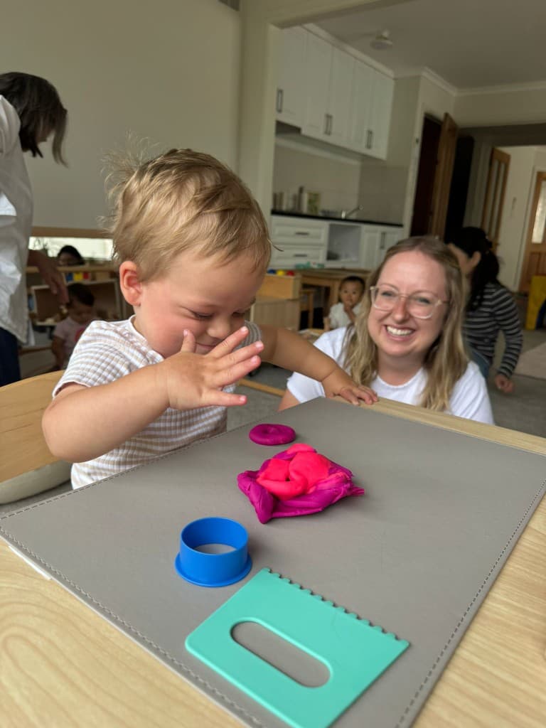 Playdough sensory play with educator